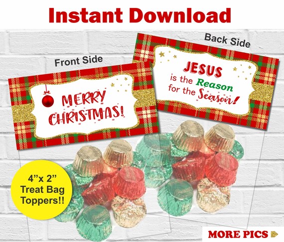 Christmas Treat Bag Toppers/ Christmas treat bags/ School/ Kids/ Classroom/ Christmas Party/ Christian Christmas Favors/ Printable Christmas Il_570xn