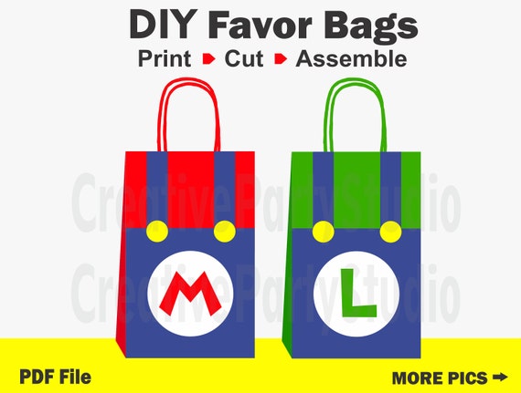 Super Mario Party/ Mario and Luigi Party Bags/ Mario and Luigi Favor Bags/ Mario and Luigi Birthday/ Birthday/ Party/ Goodie/ Goody/ Bags Il_570xn