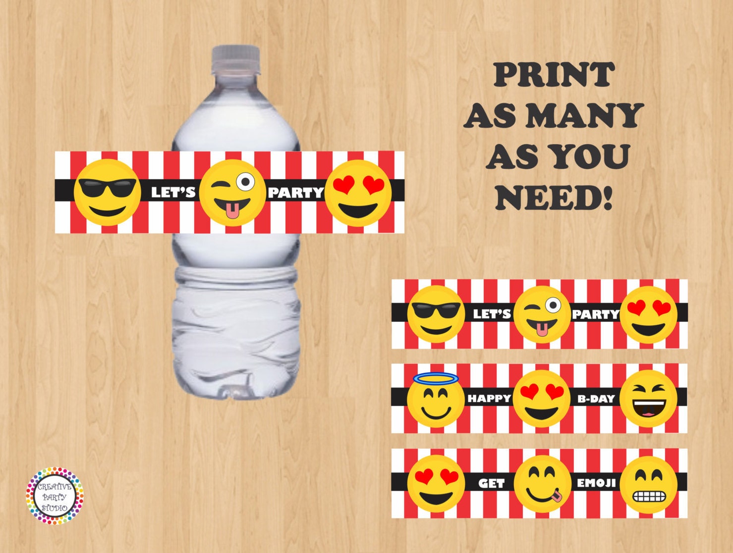 PRINTABLE Emoji Water Bottle Labels/ Label/ Stickers/ Etsy
