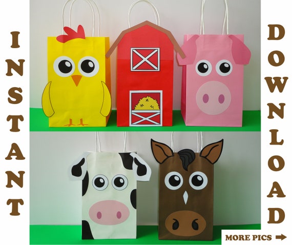 Barnyard Party Bags/ Barnyard Birthday Party Bags/ Farm Animals Party Bags/ Farm Animals Favor Bags/ Barnyard Party theme Favors/ Supplies Il_570xn