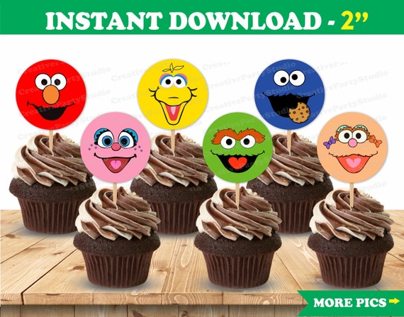Sesame Street Cupcake Toppers//Picks Children Party Decorating Favor Set of 24