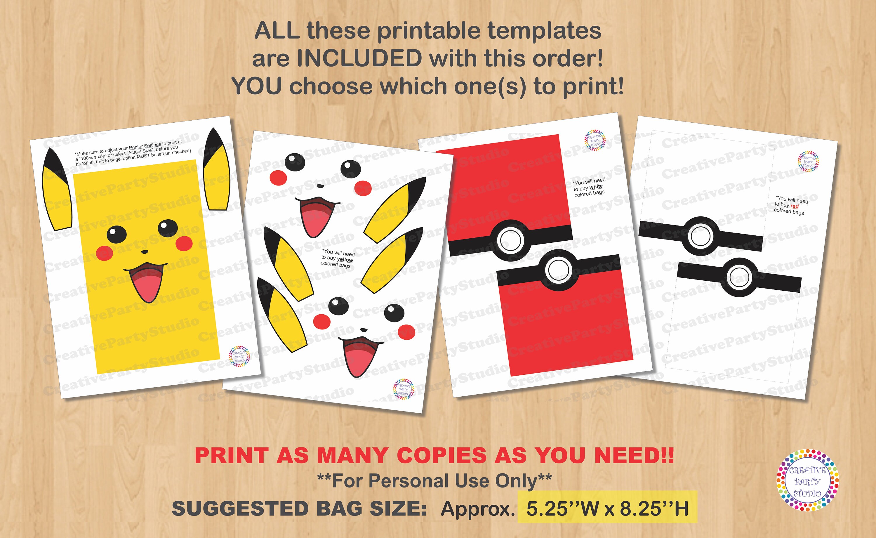 Pokemon Favor bags/ DIY Pokemon Party Bags/ Pokemon Birthday/ Etsy