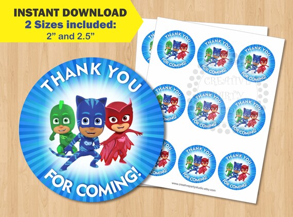 PJ Masks Thank You Tags/ PJ Masks Thank You Stickers/ Pj Masks Party/ Pj Masks Birthday/ Printable/ Favor Tags/ Favor Labels/ Favor Stickers Il_570xn
