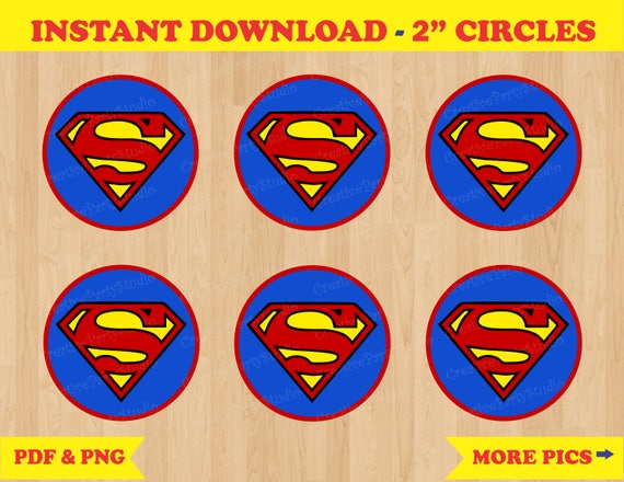 Superman Cupcake Toppers/ Superman Birthday/ Superman Party/ Superman Stickers/ Superman Party Favors/ Labels/ Printable Superman Party Il_570xn
