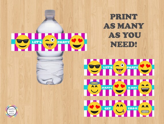 Free Printable Emoji Water Bottle Labels Emoji Craft