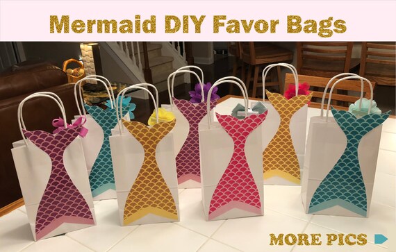 Mermaid Tails Favor Bags/ Mermaid Birthday Party Favors/ Mermaid Party/ Goody/ Goodie/ Candy/ Treat/ Loot/ Gift Bags/ Party Decoration Il_570xn