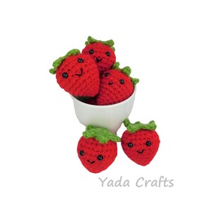 Crochet Red Strawberry Stuffed Plush Amigurumi | Pretend Play food | Montessori | Fruit | vegetables | kid gift | tree Christmas ornament