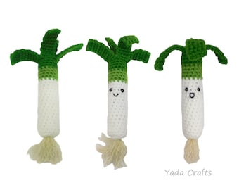 Crochet lettucce | leek onion | Green | Stuffed Plush Amigurumi | Pretend Play Food | Rattle | plush toy | Kitchen | Montessori | Vegetables