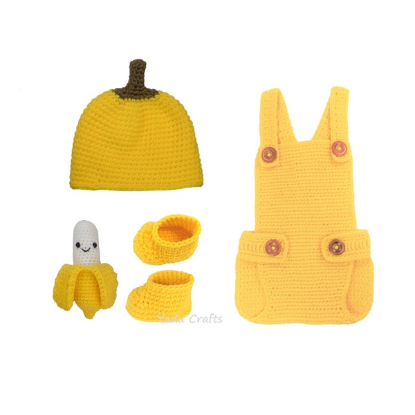 Crochet Banana outfit / Newborn banana Outfit Set / Banana hat / Halloween costume / newborn Photo props / photo shoot/ amigurumi toy /