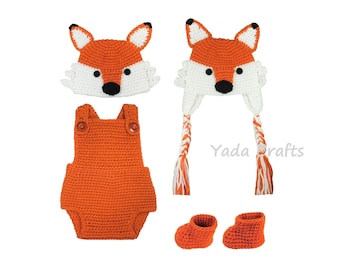 Halloween costume Fox outfit, Infant Fox hat, Newborn Photo props, Fox romper, Photo prop, photography props, Photo shoot, Costume animal