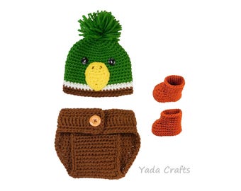 Crochet Duck outfit, Newborn Duck costume, Baby Duck outfit, baby hat, Duck hat, Animal Duck hat, Halloween costume, newborn Photo props