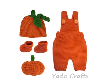Newborn Pumpkin outfit, Baby Halloween Pumpkin costume, Baby Photo prop, Pumpkin Toy, Crochet Hat, Booties, Children Pumpkin Amigurumi