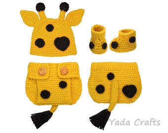 Crochet Giraffe Newborn Outfit: Handmade Baby Costume, Photo Prop, Giraffe outfit, Giraffe costume, Halloween costume, Halloween outfit