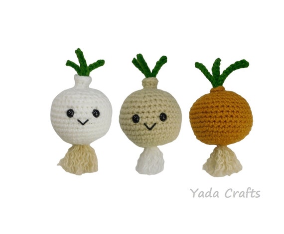 Crochet White Onion Stuffed Plush Amigurumi Pretend Play -  in 2023