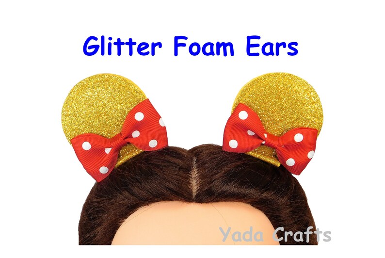 Sparkle Gold Glitter Mouse Ears/mouse Ears Hair Clips/red Etsy