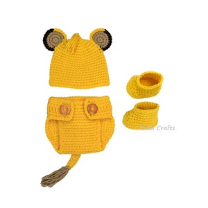 Crochet Lion outfit set, Infant baby hat, Lion baby outfit, Lion hat, Tiger baby, Halloween Costume, newborn Photo prop,Children photo props