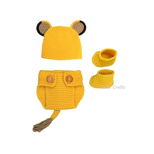 Crochet Newborn Lion Costume Baby Diaper Cover Set, Newborn outfit set, photoshoots, Lion hat, Tiger outfit, Newborn photo prop, photography