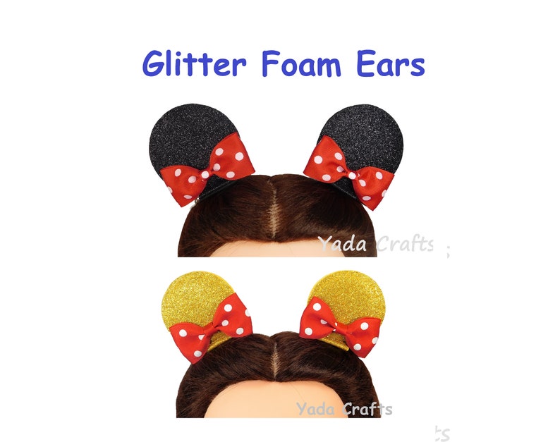 Sparkle Gold Glitter Mouse Ears/mouse Ears Hair Clips/red Etsy