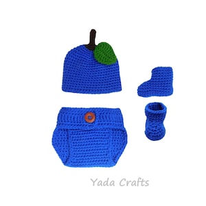 Crochet newborn Blueberry baby outfit, Blueberry hat, photoshoot, Photo props, Halloween costume, Baby shower, photography, Newborn hat