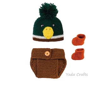 Crochet Duck outfit, Newborn Duck costume, Baby Duck outfit, baby hat, Duck hat, Animal Duck hat, Halloween costume, newborn Photo props