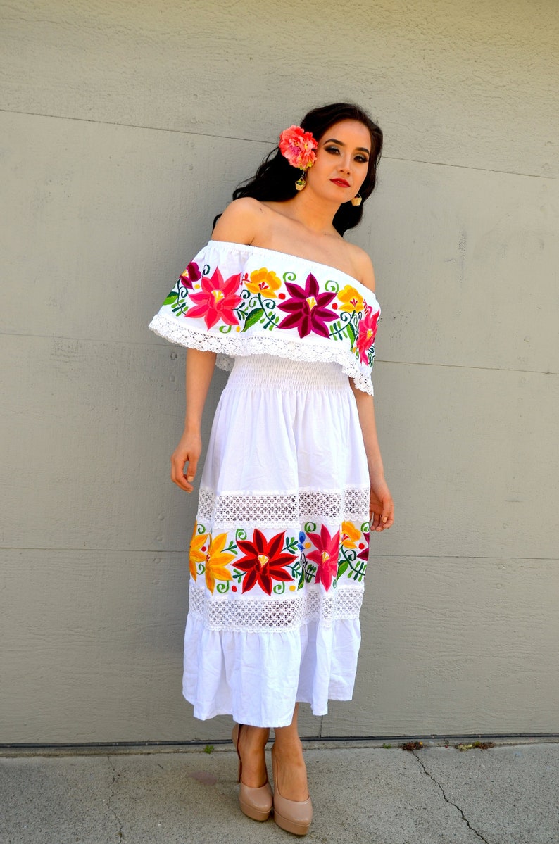 white off the shoulder mexican dress