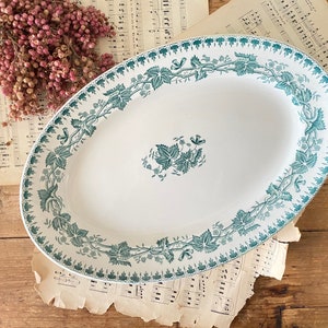 Antique Platter - Societe Ceramique - Decor Geranium, 1880 - 1900