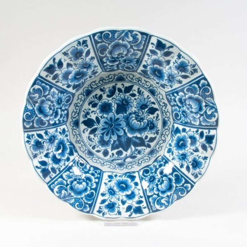 Transferprint wallplate 9.1 inches OUD Delft plate Delft blue plate Blue and White 2 1960s Delft Blue plate