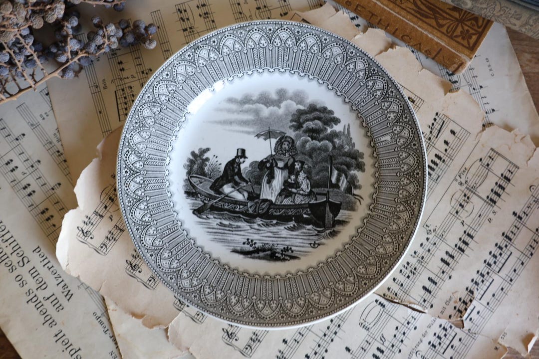 Antique French Plate - Creil and Montereau Faïenceries, Lebeuf