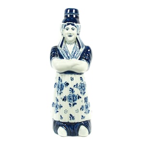 Delft Blue Female Figurine Decanter Bottle by Ram, Liqueur, De Groot Co. Bruxelles