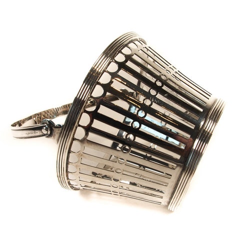 Dutch sterling silver wool basket by shops D. Aubert The Hague 1998
