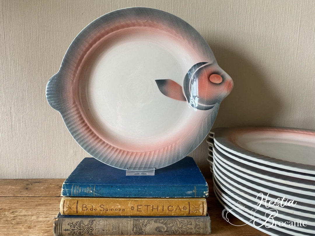 Digoin Sarreguemines Fish Plates, Fish Shaped Plates, Nautical Etsy