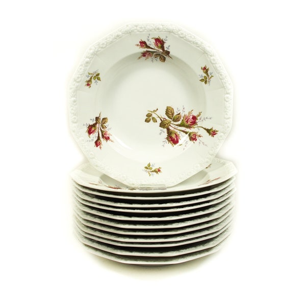 Rosenthal Maria soup plate, Decor Moss rose Continental