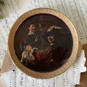 K&A Krautheim, Bavaria Plate - Depiction of Rembrandt&#39;s The Prodigal Son in the Tavern - Self Portrait with Saskia