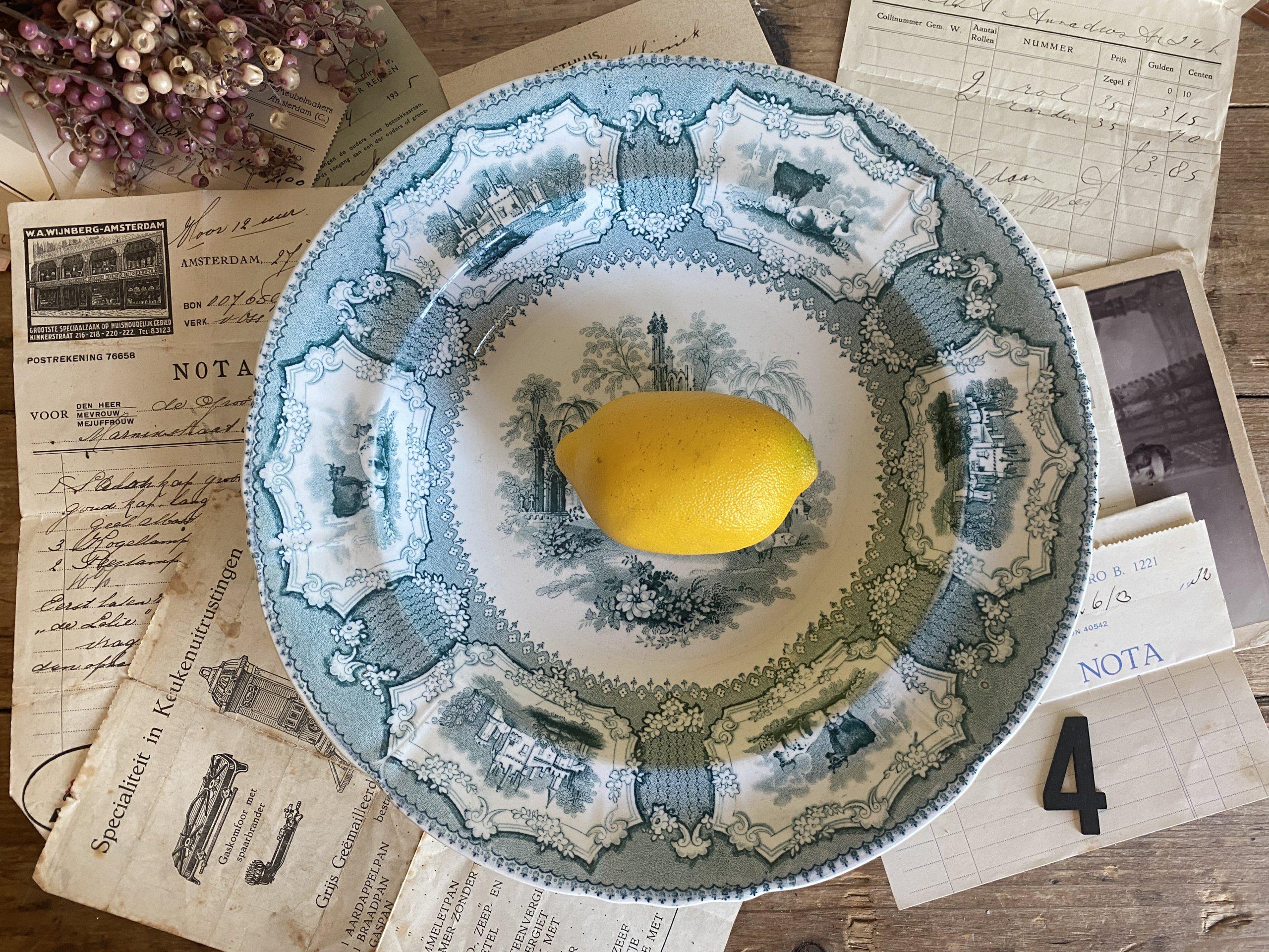 Antique Deep Plate - English Transferware Staffordshire - Decor