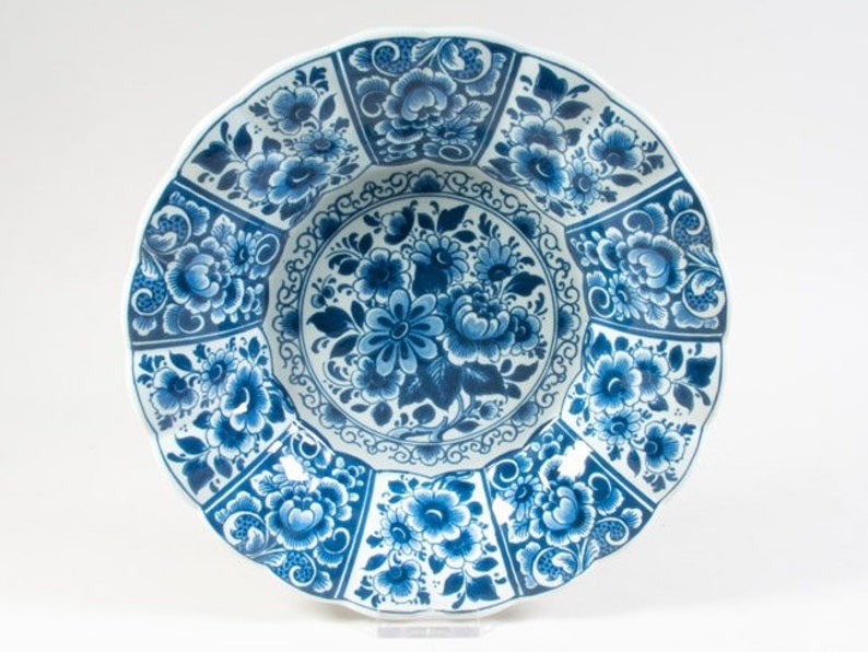 Transferprint wallplate 9.1 inches OUD Delft plate Delft blue plate Blue and White 2 1960s Delft Blue plate