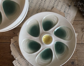 French Oyster Plate - Salins, 1950 - Yellow Green - PRICE PER PIECE