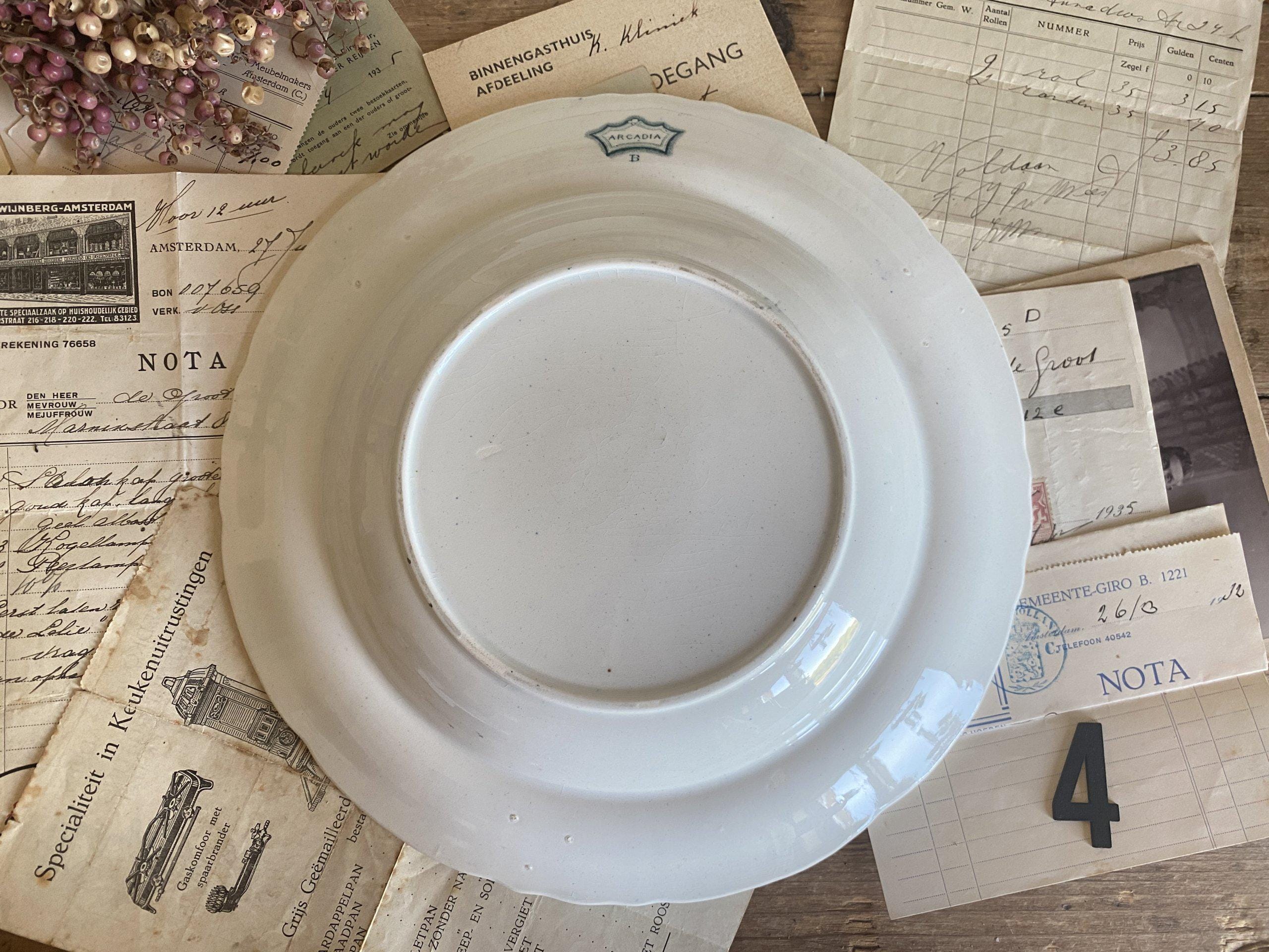 Antique Deep Plate - English Transferware Staffordshire - Decor