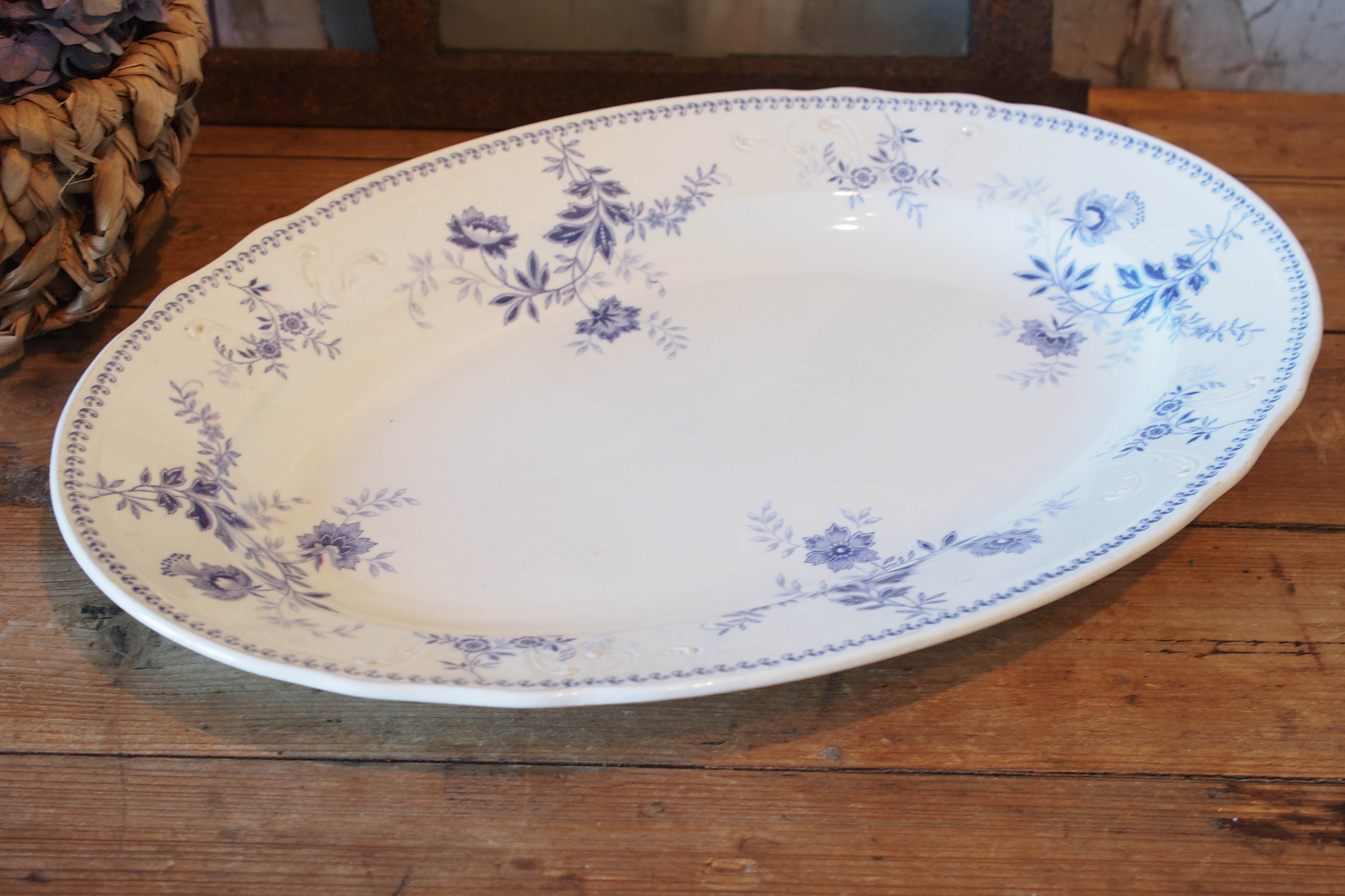 Antique Large Oval Serving Plate by Societe Ceramique Decor Etsy UK