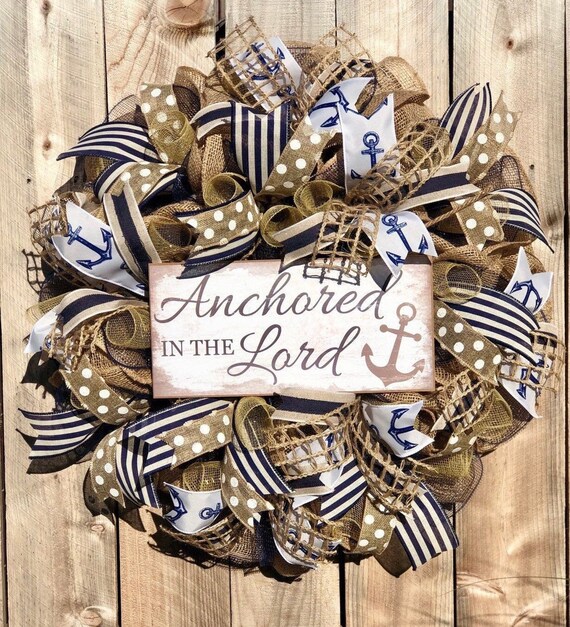 Religious Front Door Wreath Coastal Wreath Christian Wreath Etsy