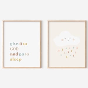 Poster A3 A4 Kinderzimmer Wolke give it to GOD and go to sleep christliche Geschenke für Kinder Babyzimmer niedliche | ArtNr.: WP122025
