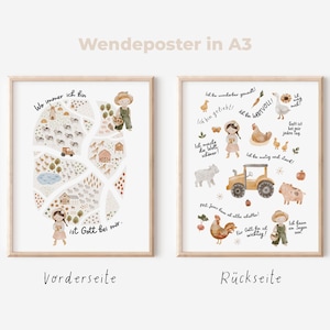 Wendeposter A4 A3 Mutmachposter | Bauernhof christliche Kinderposter Taufgeschenk Poster Doppelposter Tiere Ermutigung | ArtNr.: WP012025
