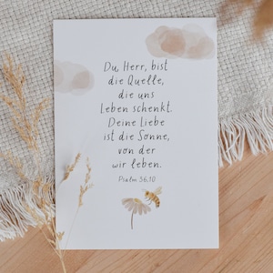 Karte Psalm 36,10 Frühling | Naturpapier creme Bibelvers glaube Gott Psalm religiös evangelisch katholisch Taufe Hoffnung Ostern Biene Licht