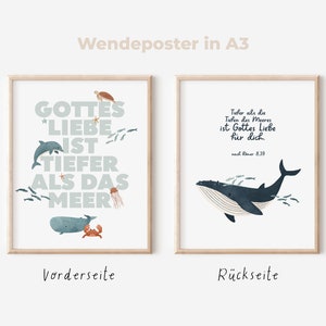 Wendeposter A3 Wal+Meer | Bibelvers Kinderposter Wandposter Kinderzimmer christliche Poster Wanddeko Taufvers Kinder | ArtNr.: WP082025