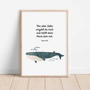 Poster A3 Whale From All Sides | Children's room children's poster wall decoration gift boy girl Bible verse Christian encouragement baptism saying