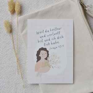 Postkarte Jesaja kostbar und wertvoll A6 A5 | Illustration Segenskarte Geburtstag Christlich Taufkarte Grußkarte Christus | ArtNr.: PK192025