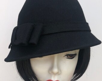 Winter Black Wool Small Fedora