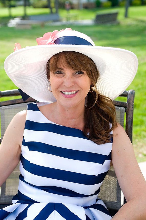 White Derby Hat, Navy, Pink Derby Hat, Wedding Hat - Etsy display picture 2