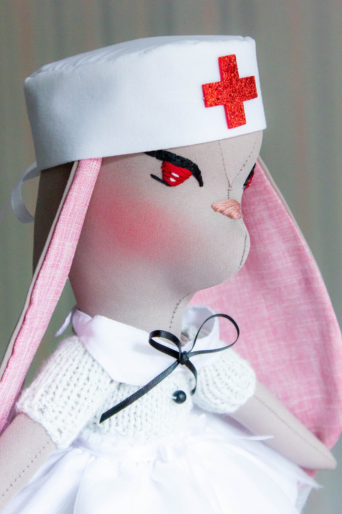 OOAK bunny Nurse rag doll Handmade rabbit doll | Etsy