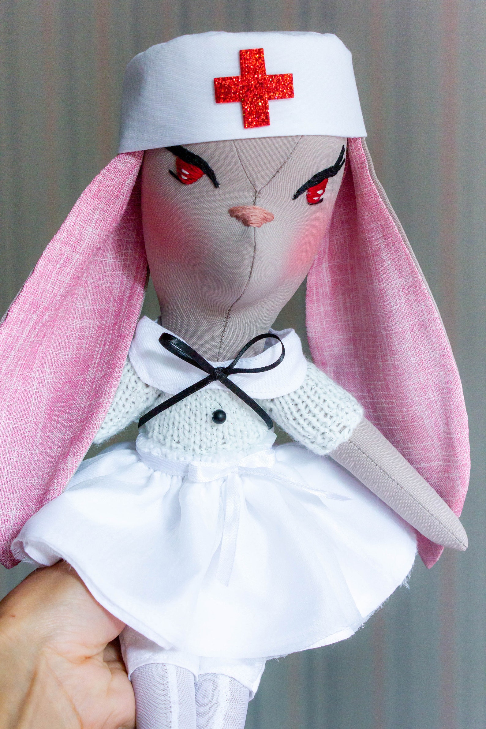 OOAK bunny Nurse rag doll Handmade rabbit doll | Etsy