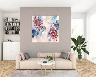 Multicolor abstract painting, Modern Abstract Pastel Painting, Wall Art for home, Trendy Elegant Decoration, Vibrant Colors art piece